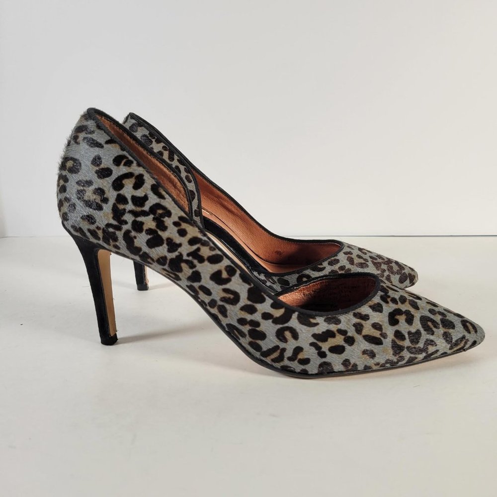 Halogen Gray Animal Print Calf Fur Suede Stiletto Pump Heels Women Size 7W - Picture 4 of 11